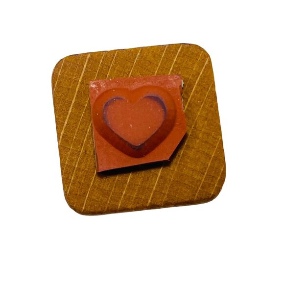 Mini Heart Vintage Wooden Co-Motion Fine Rubber Stamp Crafting Scrapbooking - Picture 4 of 8
